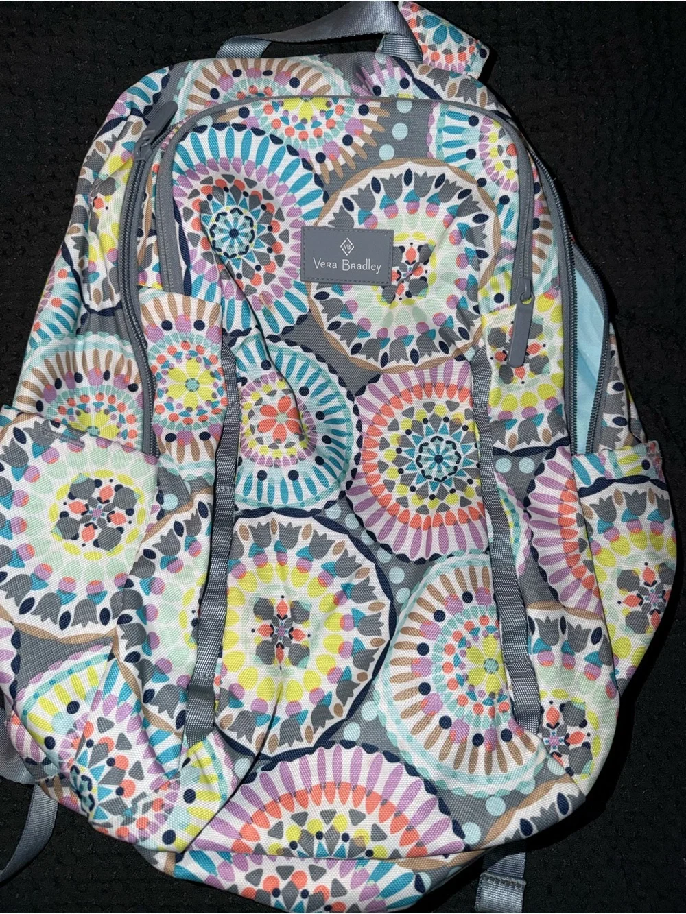 Vera Bradley Gray Multicolor Medallion Print Backpack